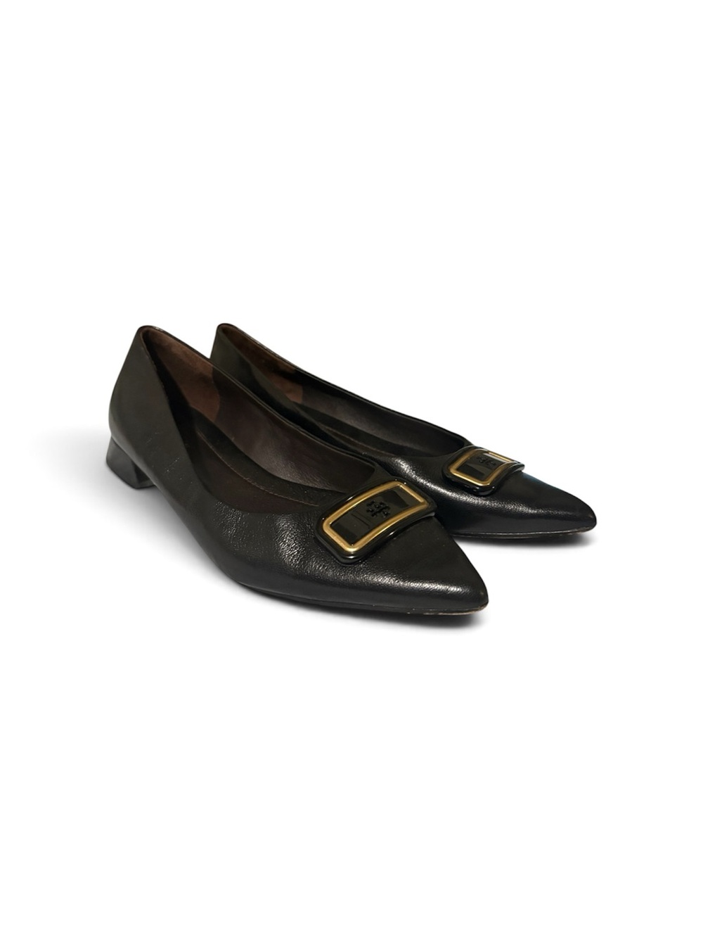 Tory Burch Georgia Pointed Toe Flats in black leather 9M